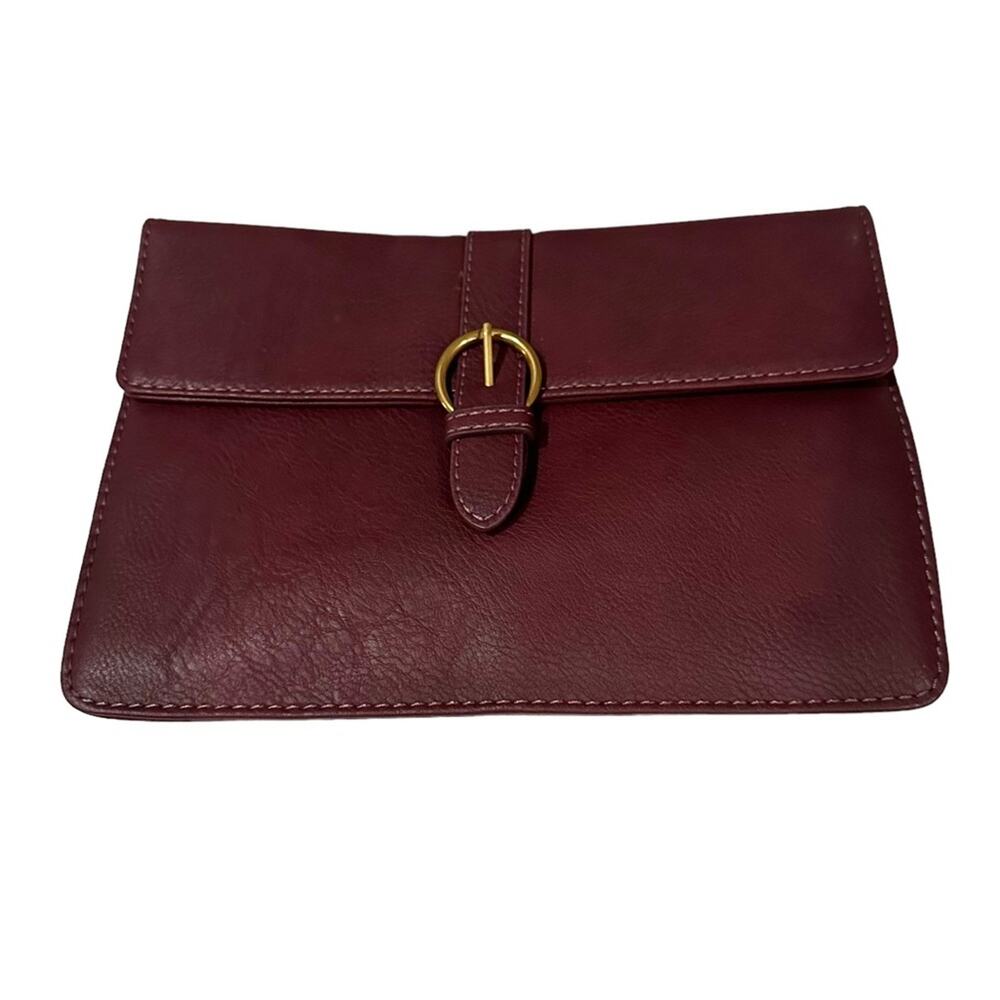 Universal Thread Burgundy Maroon Vegan Pebbled Clutch Purse Bag Handbag